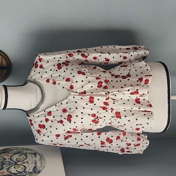 Topshop Cherry Polka Dot Blouse - Picture 5 of 7